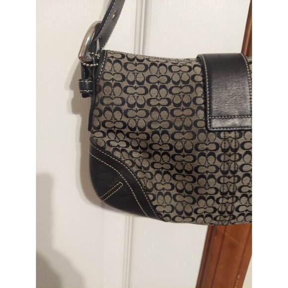 Coach Vintage Soho Black & Grey Signature C & Black Leather Shoulder Bag 6818 - Picture 10 of 16
